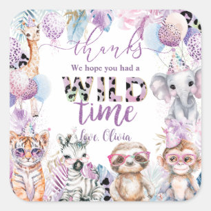 Sticker Carré Appeler tous les animaux de fête Jungle Safari Ann