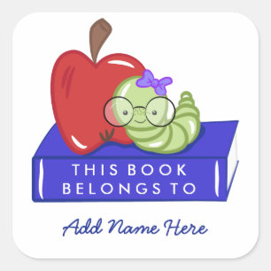 Sticker Carré Apple & Bookworm Ce Livre Appartient À