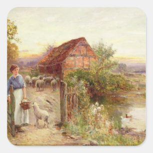 Sticker Carré Apport à la maison des moutons