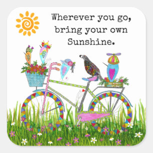 Sticker Carré Apportez vos propres oiseaux de soleil sur un vélo
