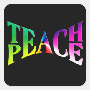 Sticker Carré APPRENDRE PAIX Rainbow Graphic sur noir