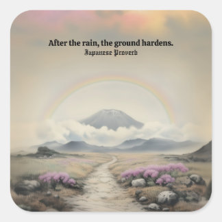 Sticker Carré Après la pluie (aquarelle japonaise paysage art)