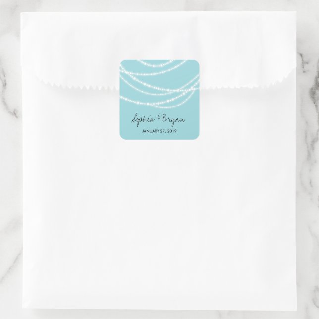 Sticker Carré Aqua Blue élégant brillant scintillant Mariage cla (Sac)