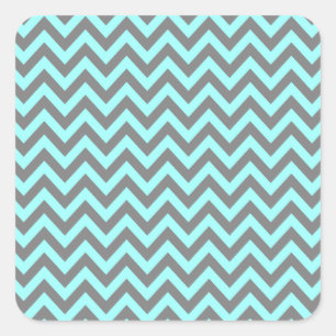 Sticker Carré Aqua et Grey Zigzag 2