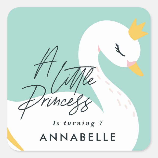 Sticker Carré Aqua girly élégante photo belle fête de cygne (Devant)