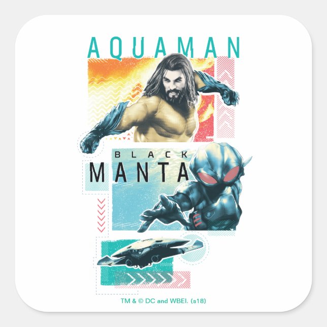 Sticker Carré Aquaman | Aquaman moderniste et graphique noir de (Devant)