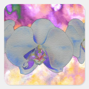 Sticker Carré Aquarelle Abstraite orchidées tropicales