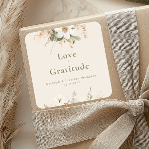 Sticker Carré Aquarelle Beige moderne Mariage Floral