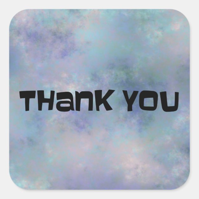 Sticker Carré Aquarelle bleu violet Merci (Devant)