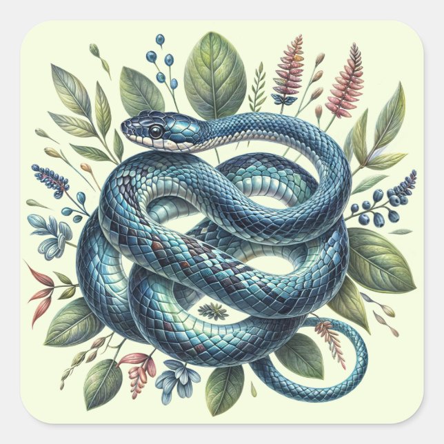 Sticker Carré Aquarelle botanique de serpent grillé (Devant)