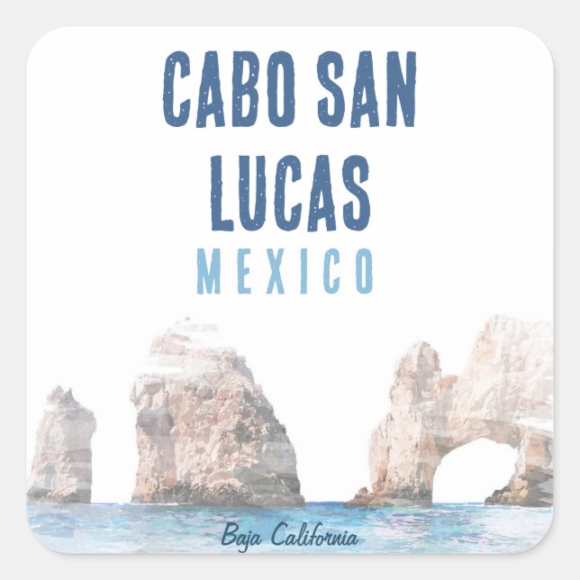 Sticker Carré Aquarelle Cabo San Lucas Plage Mexico L'Arc (Devant)