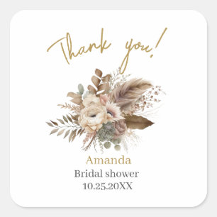 Sticker Carré Aquarelle Chute en amour Fleur beige BridaSticker