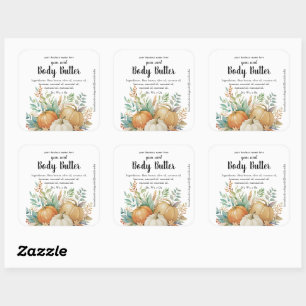 Sticker Carré Aquarelle citrouilles chute feuillage beurre corps