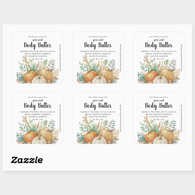Sticker Carré Aquarelle citrouilles chute feuillage beurre corps (Feuille)