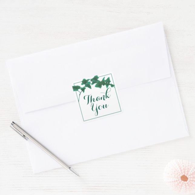 Sticker Carré Aquarelle classique Vert Anglais Ivy (Enveloppe)
