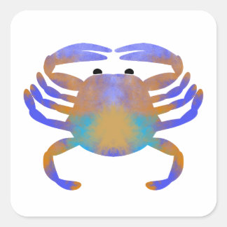 Sticker Carré aquarelle de crabe