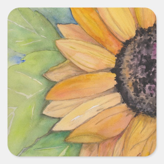 Sticker Carré Aquarelle de tournesol (Devant)
