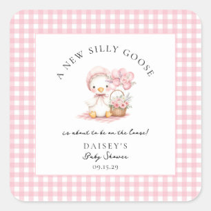 Sticker Carré Aquarelle d'oie soie Baby shower fille