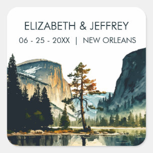 Sticker Carré Aquarelle du Mariage du parc national Yosemite