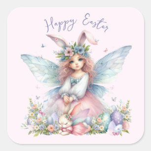 Sticker Carré Aquarelle Fleur de printemps de Pâques
