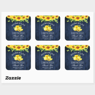 Sticker Carré Aquarelle Fleurs de soleil Lemons Limoncello Bois 