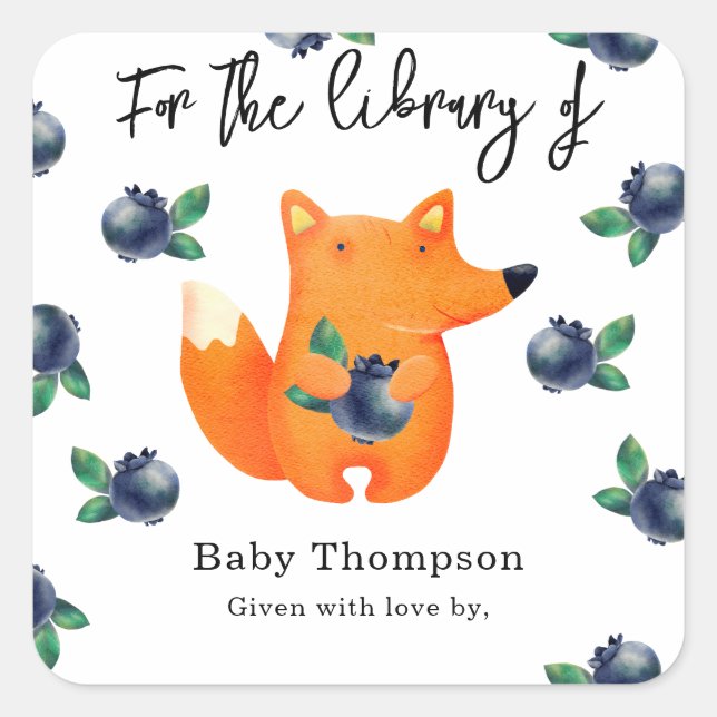 Sticker Carré Aquarelle fox - pour la bibliothèque de (Devant)