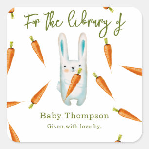 Sticker Carré Aquarelle lapin - pour la bibliothèque de
