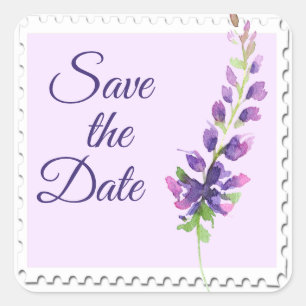 Sticker Carré Aquarelle Lavender Stem Floral