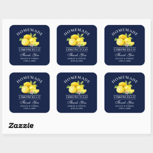 Sticker Carré Aquarelle Lemons Limoncello Merci bleu