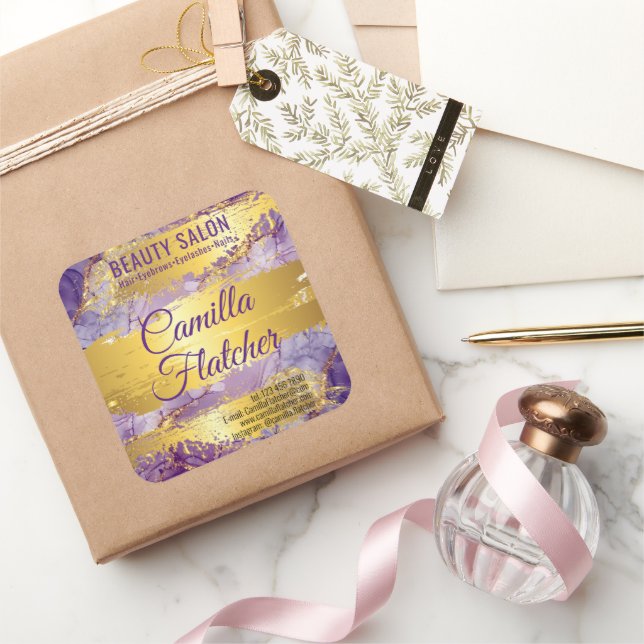 Sticker Carré Aquarelle Lilac délicate (Cadeaux)