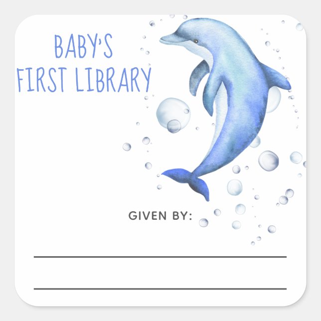 Sticker Carré Aquarelle nautique - baby shower (Devant)