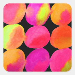 Sticker Carré Aquarelle néon motif art abstrait couleur vive