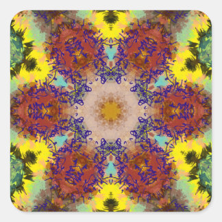 Sticker Carré aquarelle Oiseau Harmonie chromatique