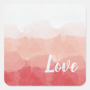 Sticker Carré Aquarelle Ombre rouge et rose Gradient Love