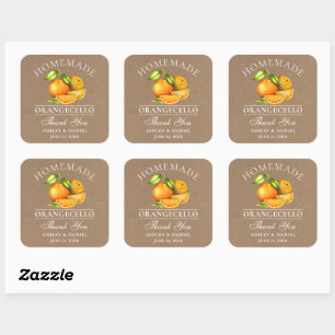 Sticker Carré Aquarelle Oranges Orangecello Mariage Kraft