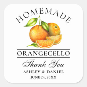Sticker Carré Aquarelle Oranges Orangecello Mariage Merci