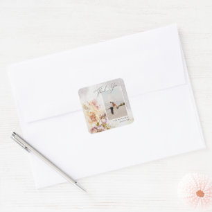Sticker Carré Aquarelle Peint Mariage en toile de Merci