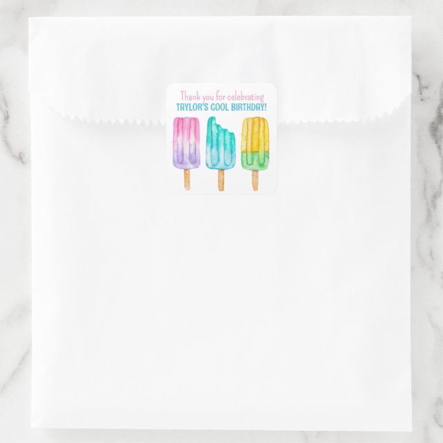 Sticker Carré Aquarelle Popsicles Favoriser (Sac)