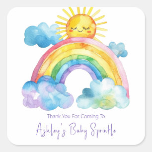 Sticker Carré Aquarelle Rainbow Baby Sprinkle