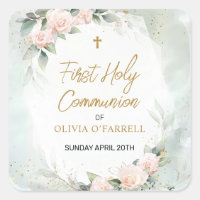 Aquarelle rose douce Fleurs Première Communion sai