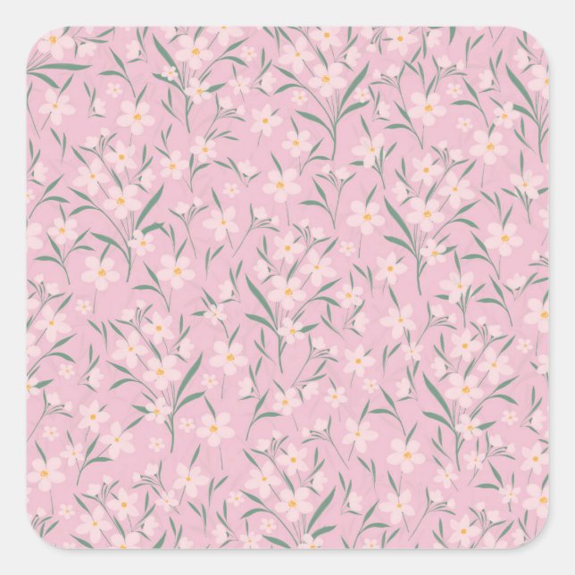 Sticker Carré Aquarelle rose Floral Botanique rose pâle (Devant)