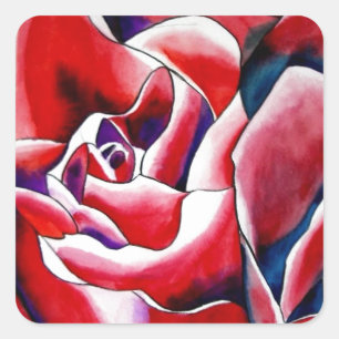 Sticker Carré Aquarelle rose roses d'art original
