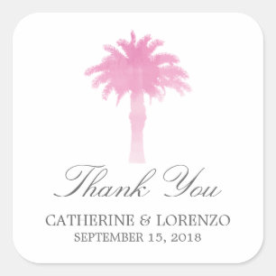 Sticker Carré Aquarelle Serene Palm Tree MERCI