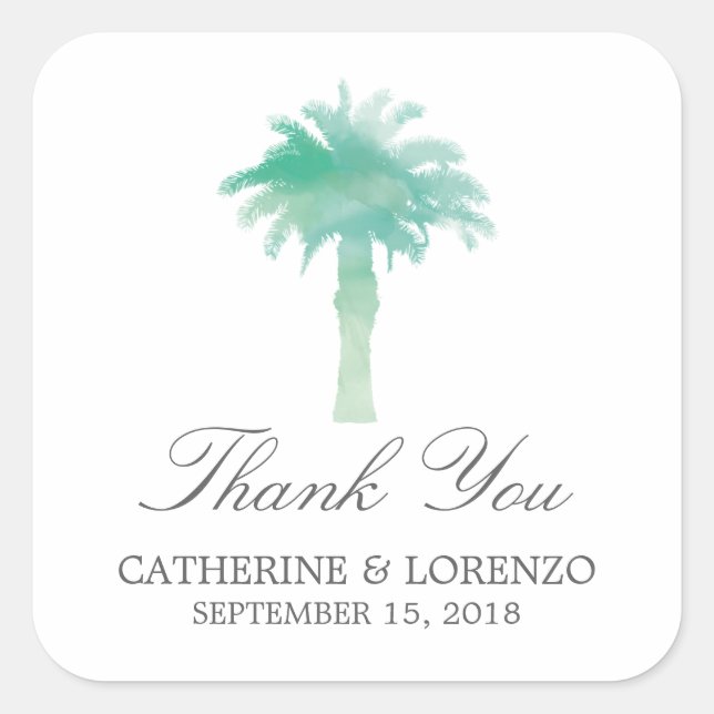 Sticker Carré Aquarelle Serene Palm Tree | MERCI (Devant)