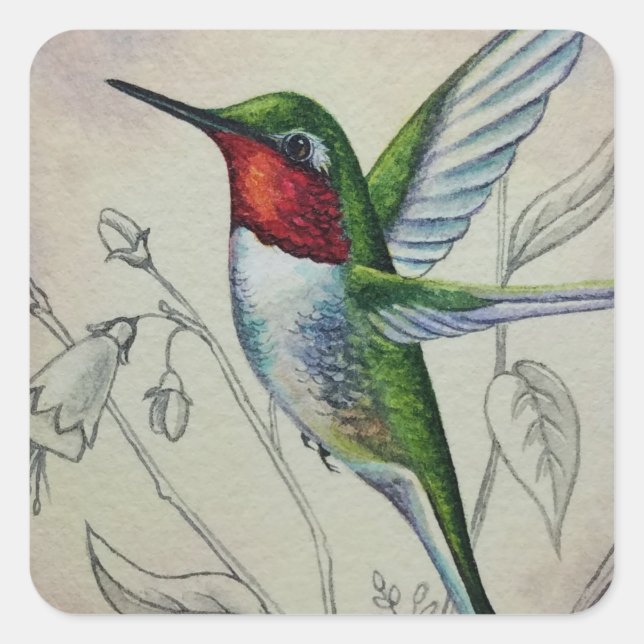 Sticker Carré Aquarelle vintage no 1 (Devant)