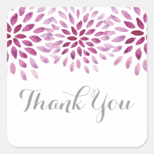 Sticker Carré Aquarelle violette Chrysanthemum Merci