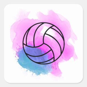 Sticker Carré Aquarelle volleyball
