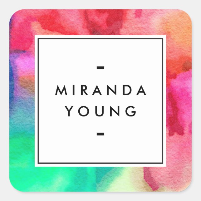 Sticker Carré Aquarelles multicolores Abstraites cool II (Devant)
