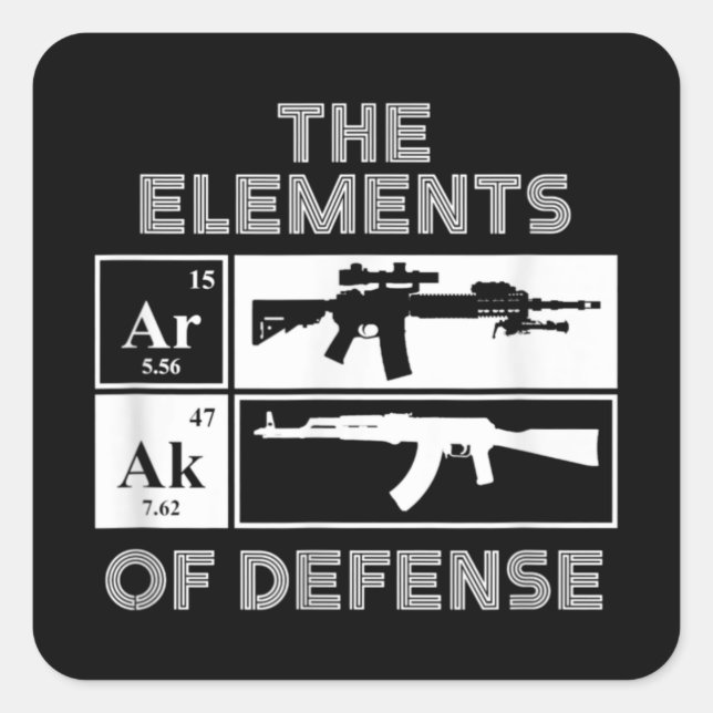 Sticker Carré AR15 AK47 Element of Defense Periodic Table (Devant)