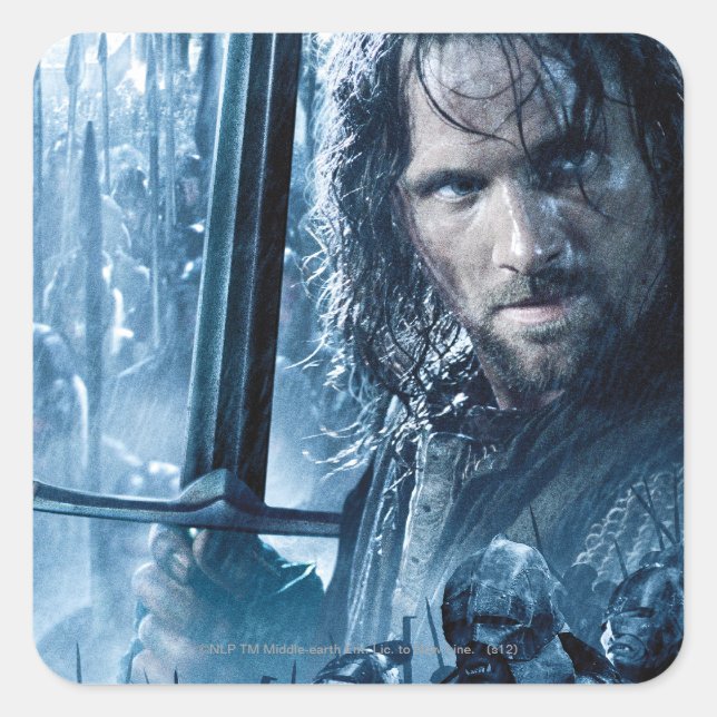 Sticker Carré Aragorn contre Orcs (Devant)